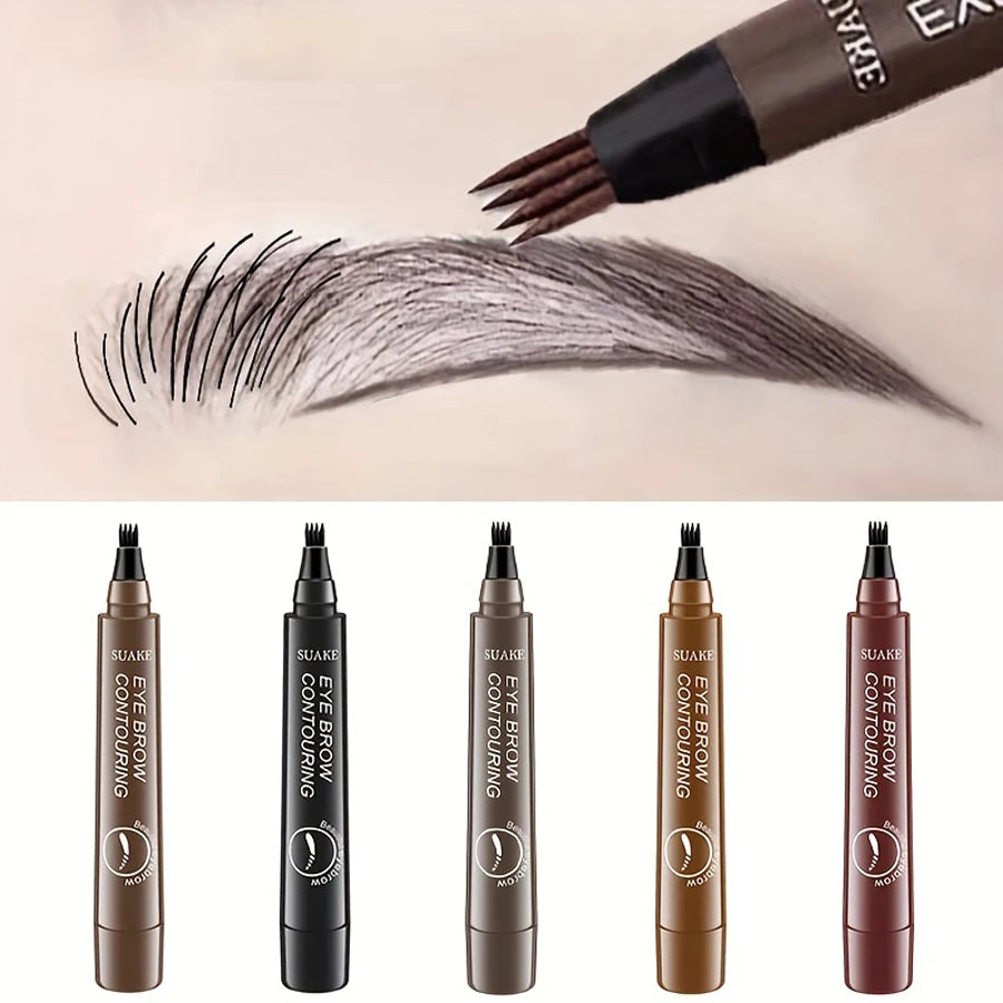 Waterproof Eyebrow Pen, Microblading Eyebrow Pencil With 4 Split Head,