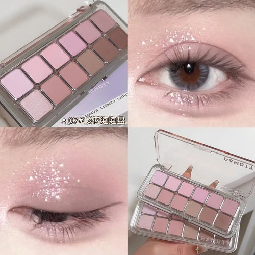 12-Color Low Saturation Eyeshadow Palette All Matte Tea Apricot Eye