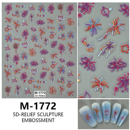 5D Nail Art Stickers Love Hearts Stars French Nail Art Design