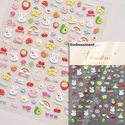 Cute Animals Bear Dog Cake Sweet Cherry Grid Bowknot Star Line Fruit