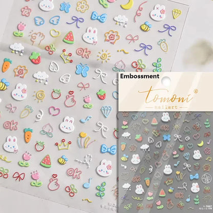 Cute Animals Bear Dog Cake Sweet Cherry Grid Bowknot Star Line Fruit