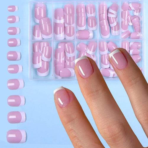 120pcs -box Almond  White French Fake nails for Stylish Women & Girls,