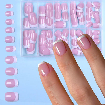 120pcs -box Almond  White French Fake nails for Stylish Women & Girls,