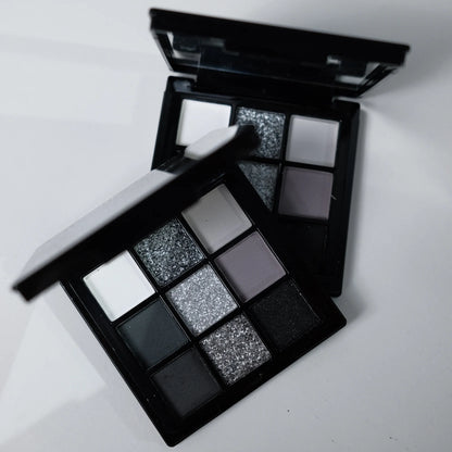 9 Colors Eye shadow Palette, Dark Black Grey Silvery Color Shimmer