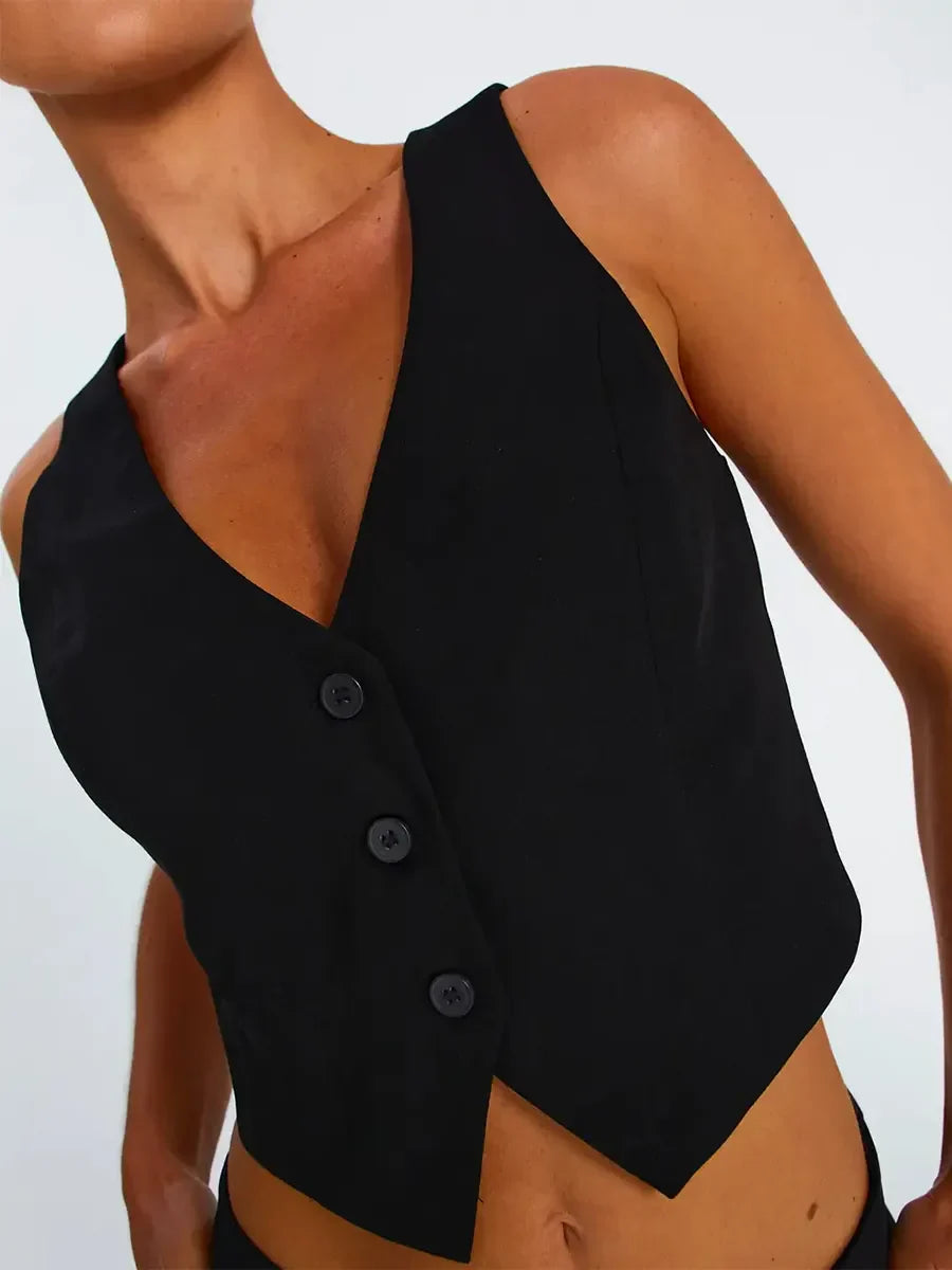 Ellie V-Neck Button Up Vest