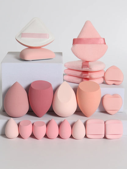 20 Pcs Pink Makeup Sponge and Makeup Puff Set Suitable for Face Cream