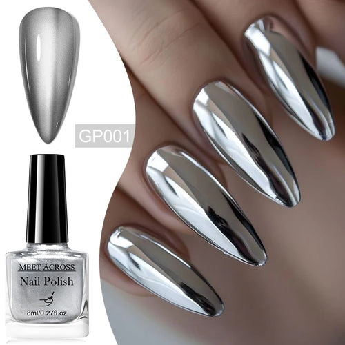 8ml Metallic Nail Polish Mirror Effect Fast Drying Long-Lasting Nails