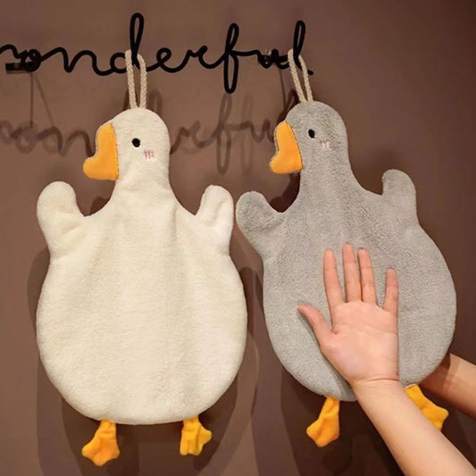 2pcs Cartoon Goose Hand Towel Kitchen Bathroom and Toilet Hand Towel