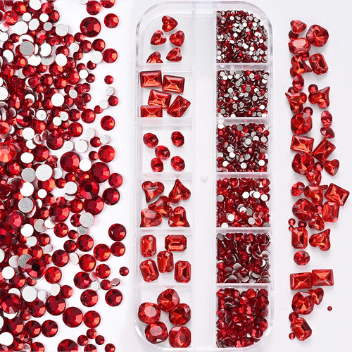 1Box 3D Clear Nail Art Rhinestones 12Shapes Mixed
