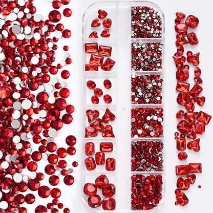 1Box 3D Clear Nail Art Rhinestones 12Shapes Mixed