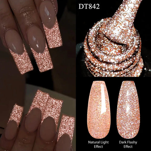 7ml Reflective Glitter Nail Gel Polish Semi Permanent French Style