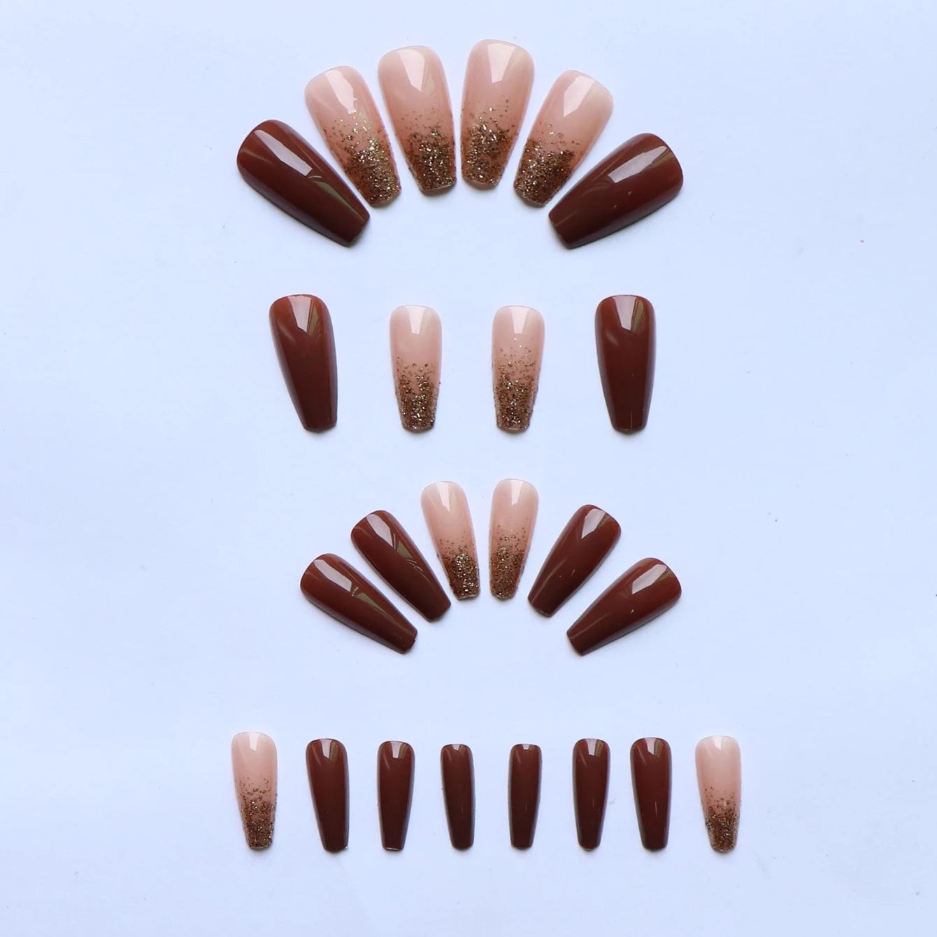 24PCS/ brown ballet-shaped fake nails instantly upgrade your look with