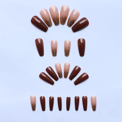 24PCS/ brown ballet-shaped fake nails instantly upgrade your look with
