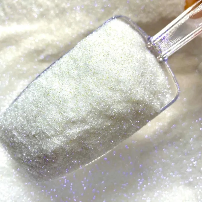 50g/bag White Iridescent Powder Nail Glitter 0.2mm Ultra Fine Glitter