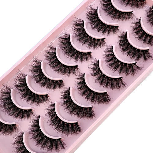 10 Pairs Faux Mink Eyelashes Handmade False Eyelashes Natural Nude