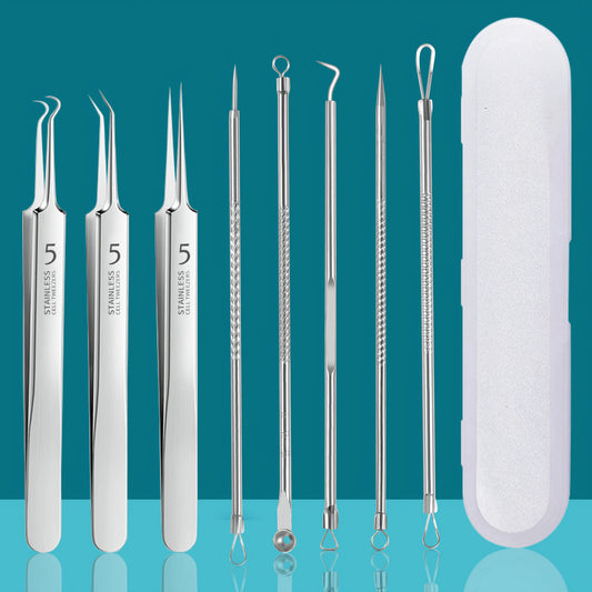 Stainless Steel 4/7/8pcs Acne Removal Tool Set - Blackhead & Pimple