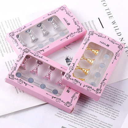 5pcs/Set Magnetic Nail Holder False Nail Tip Practice Stand Crystal