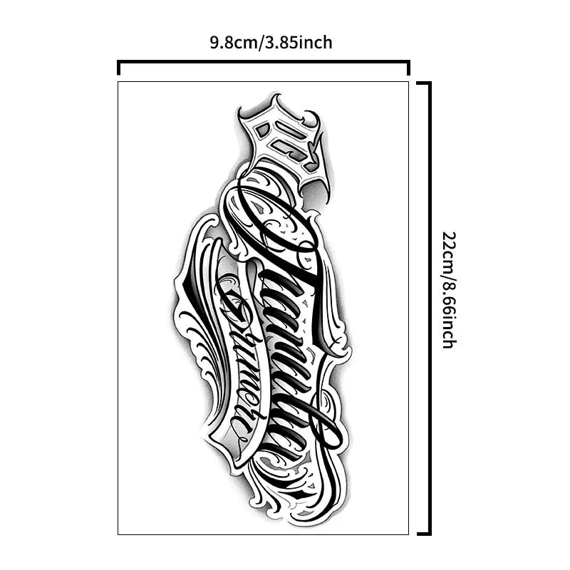 1Pc Handwritten Font Arm Waterproof Temporary Tattoo, Long-Lasting 1-2