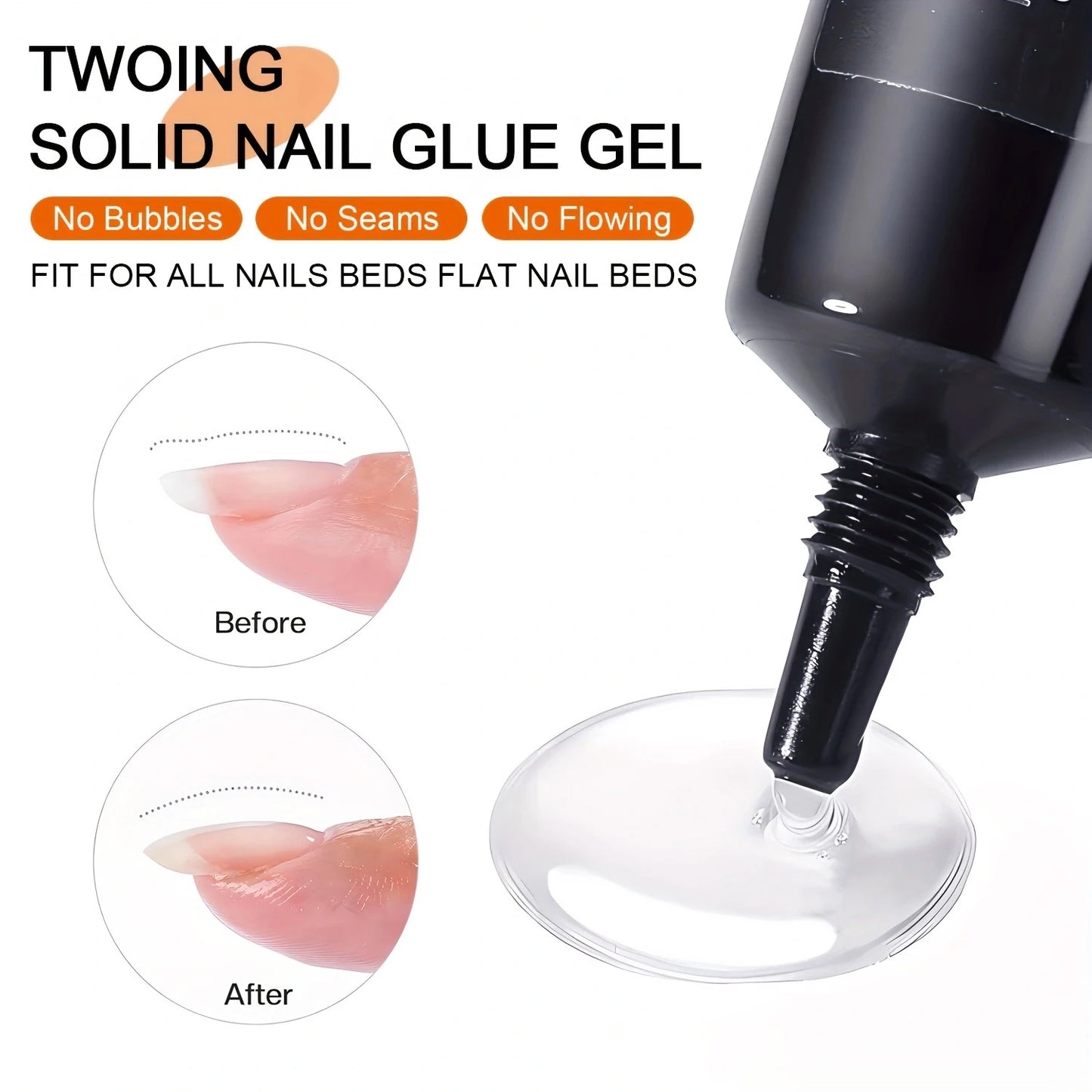 Solid Nail Glue Nail Tips Gel for Press On Nails,Super Strong Acrylic
