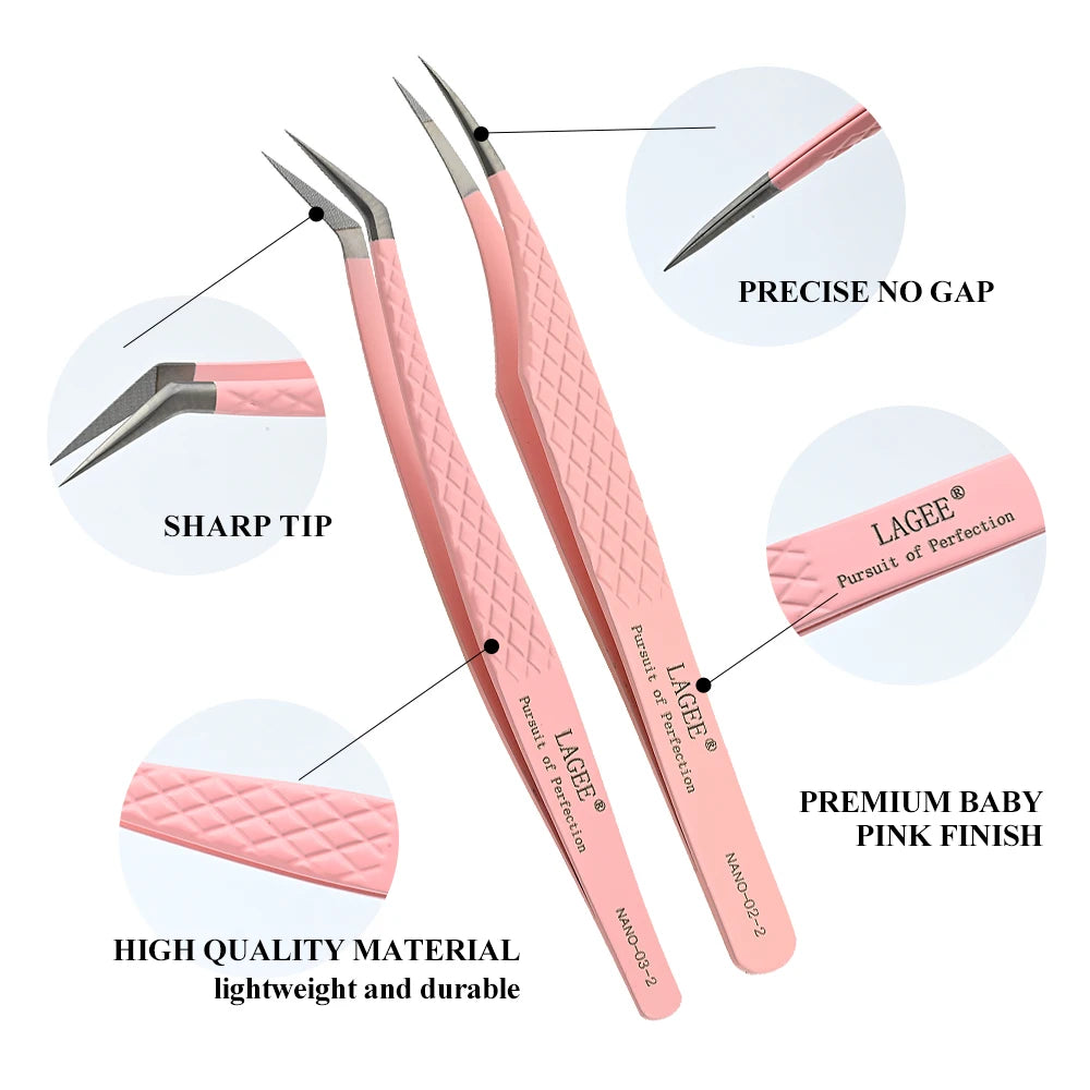 LAGEE Fiber Tip Eyelash Extension Tweezer Volume Isolation Precise