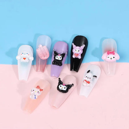 240Pcs/70Pcs MINISO Hello Kitty Kuromi Nail Art Decor Kawaii Cartoon Sanrioed Gems Charms For Manicure DIY Nail Rhinestone Gift