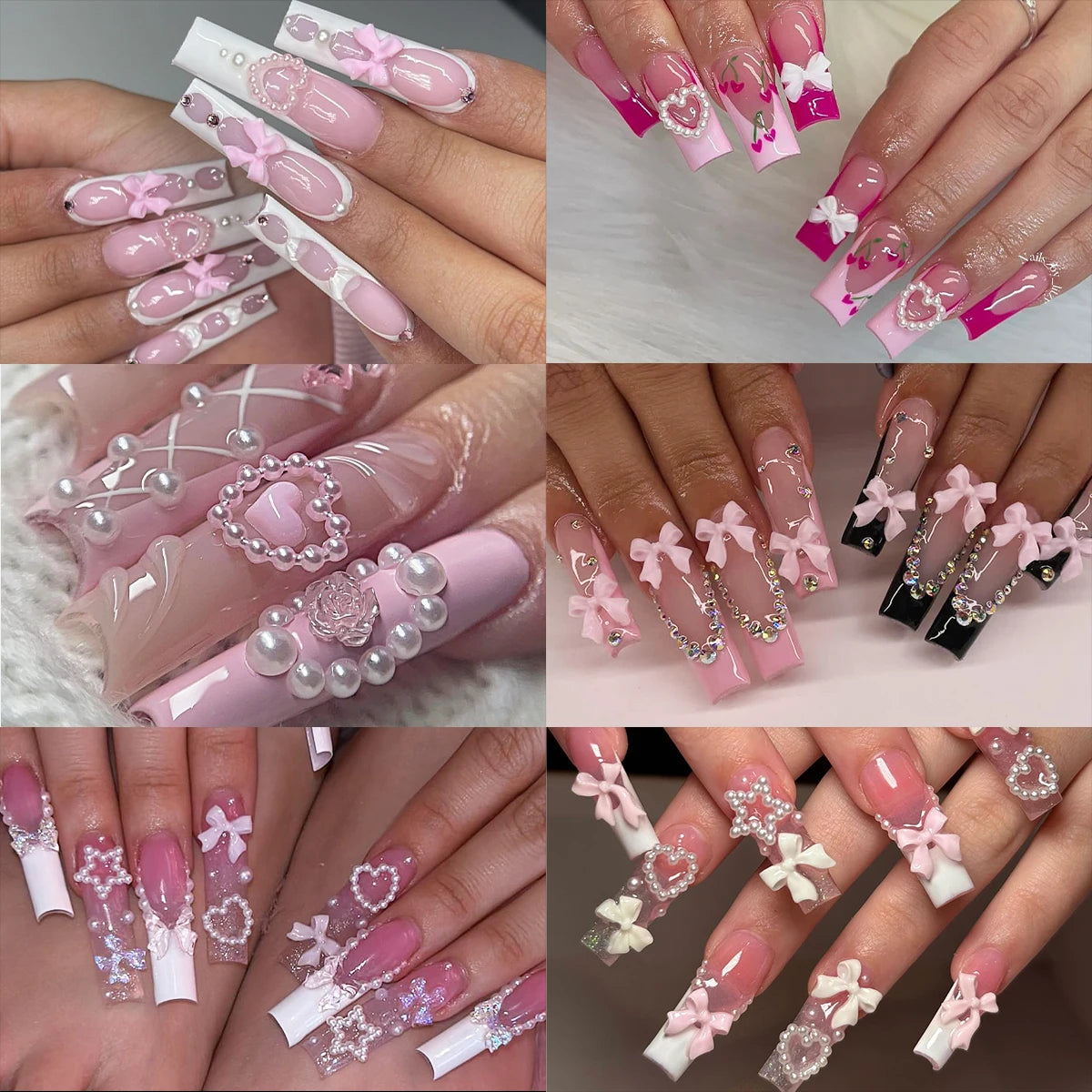 12/15Grids/box Mixed Resin Bowknot Nail Art Decorations 3D Acrylic