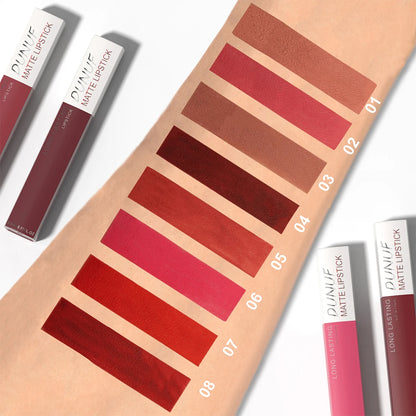 Long-Lasting Lip Gloss 1pcs: Matte Lipstick Non-Stick Cup Waterproof