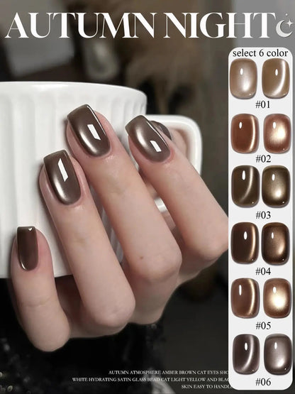 WS Black Glass Cat Magnetic Gel Nail Polish Punk Style Nail Art