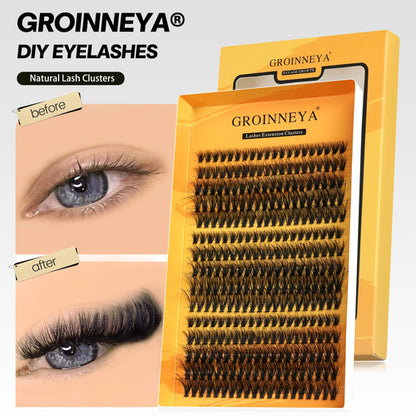 GROINNEYA Cluster Lashes DIY Eyelash Extension C Curl Long Individual