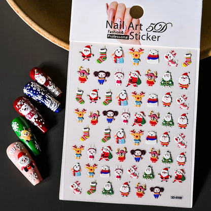 Winter Christmas Atmosphere Nail Stickers Snowman Snowflake Wapiti
