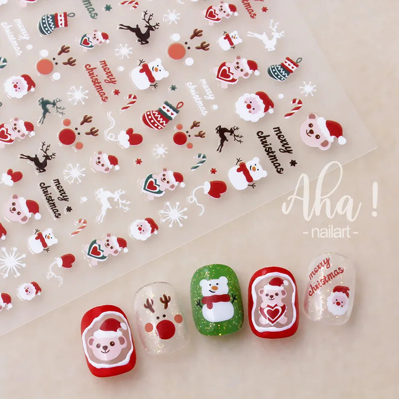 Winter Christmas Atmosphere Nail Stickers Snowman Snowflake Wapiti