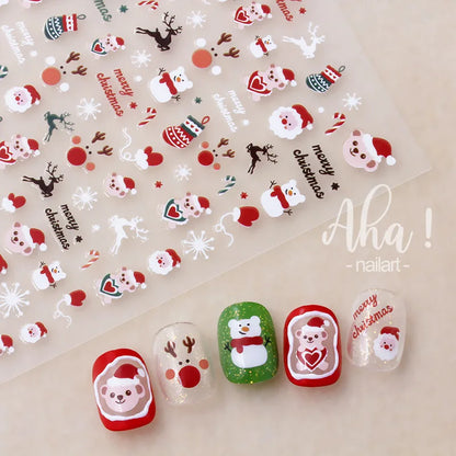 Winter Christmas Atmosphere Nail Stickers Snowman Snowflake Wapiti