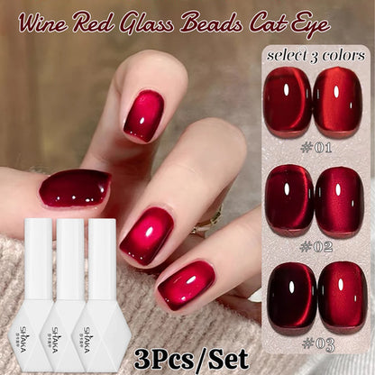 SHAKA 1-16pcs Flash Pure Lust Golden Light Heroine Cat Eye Gel Nail