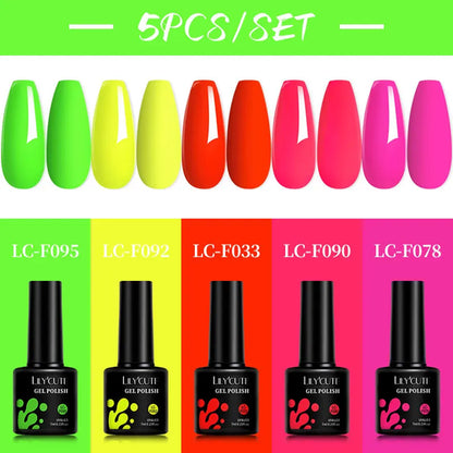 LILYCUTE 5Pcs/Set 7ML Red Brown Nail Gel DIY Nail Art Semi Permanent