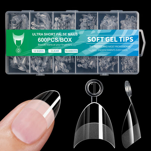 600pcs/Boxed Ultra Short French False Press On Acrylic Nails Tips