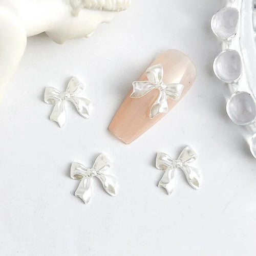 50pcs 3D Aurora Clear Resin Bow Nail Art Charms Cute Butterfly Glitter