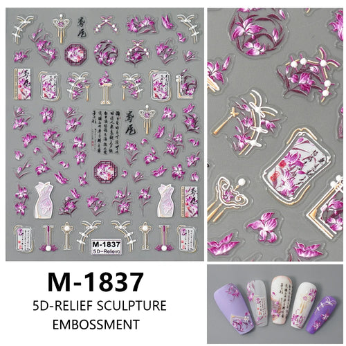 5D Nail Art Stickers Love Hearts Stars French Nail Art Design