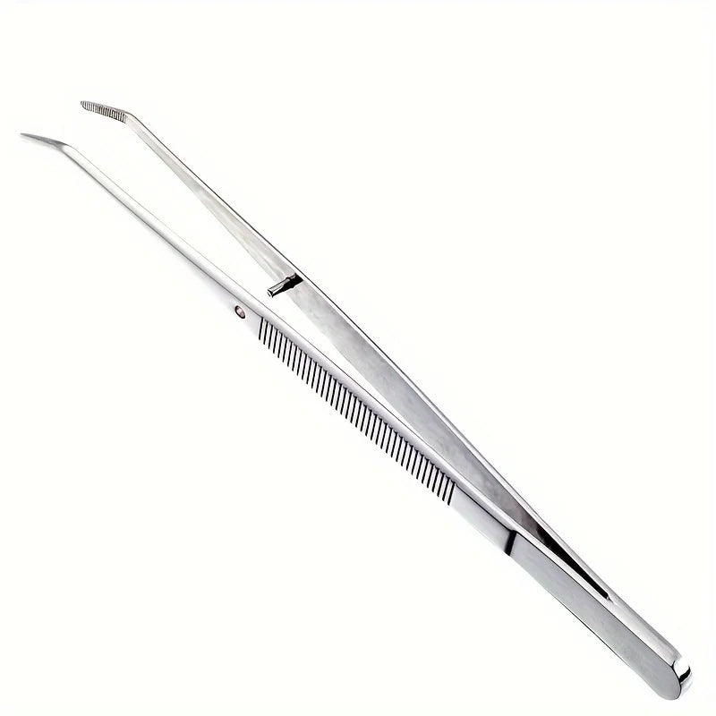2pcs Stainless Steel Multi-Purpose Tweezers - Perfect For Nail Art,