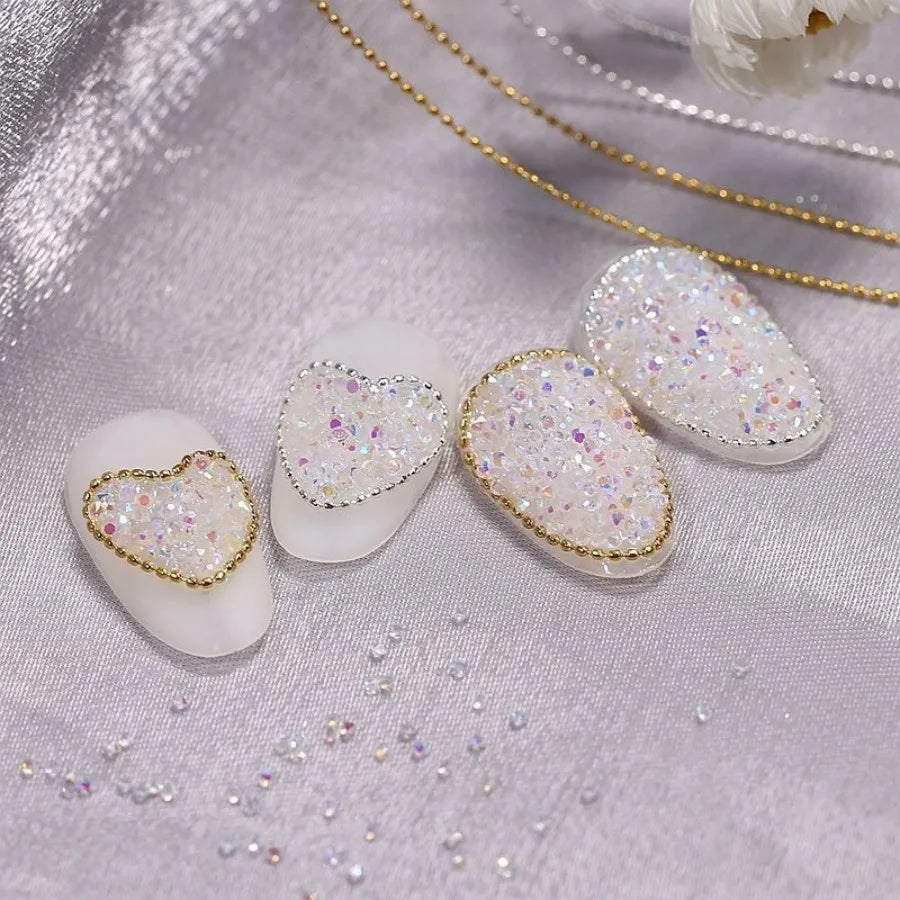 1M/Pack 0.8mm Gold Silver Nail Bead Chain Charm Ellipse Stone Nail Art