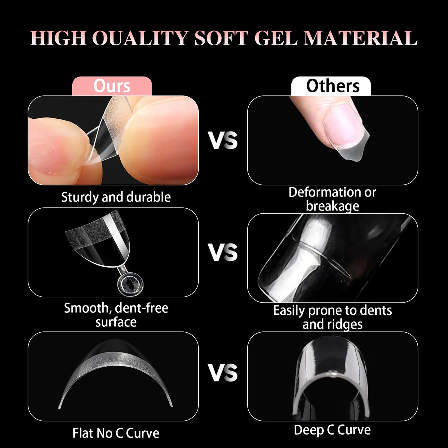 600pcs/Boxed Ultra Short French False Press On Acrylic Nails Tips