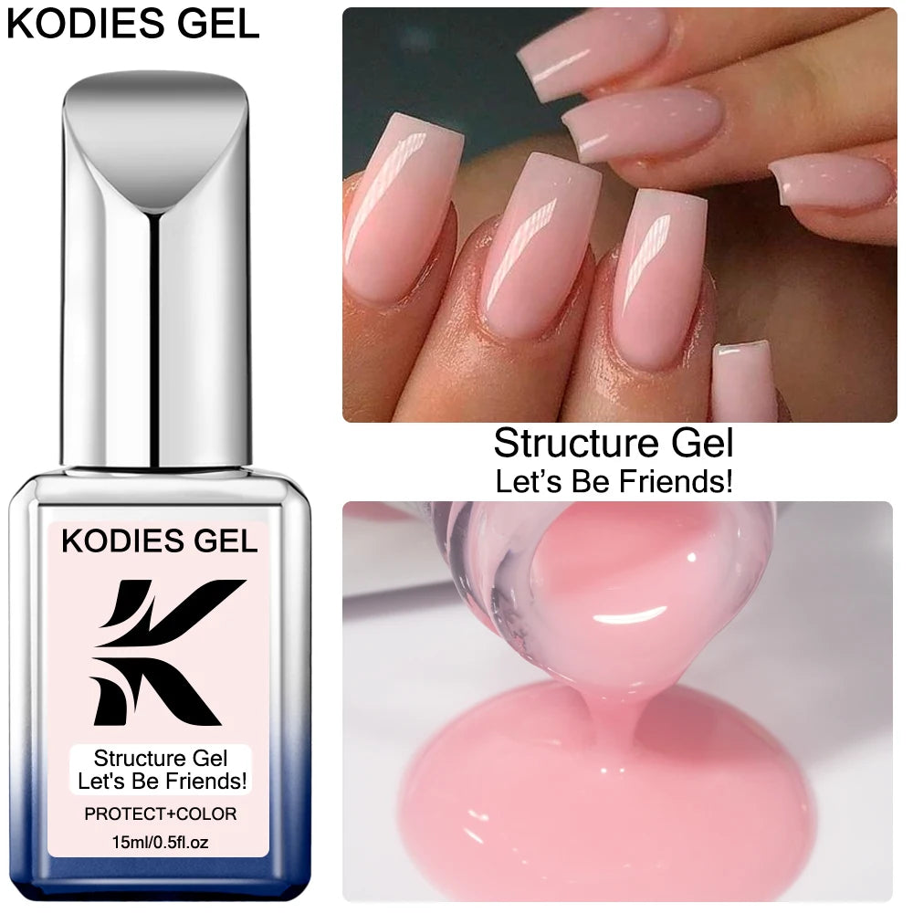 KODIES GEL Nude Pink Rubber Base Gel Nail Polish 15ML Structure Semi