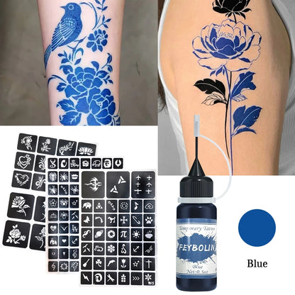 Long-Lasting Temporary Tattoo Inks with 3 Tattoo stickers Kit,Freehand