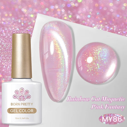 BORN PRETTY 10ml Rainbow Purple Water Light Cat Magnetic Gel Nail