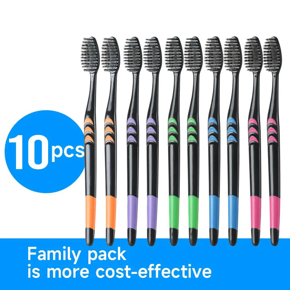 10 Pcs Family pack toothbrush, Bamboo Charcoal Soft Bristles