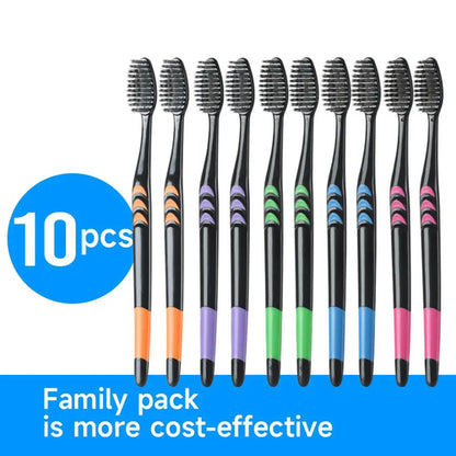 10 Pcs Family pack toothbrush, Bamboo Charcoal Soft Bristles