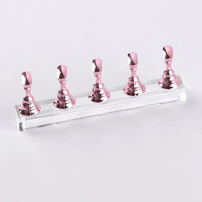 5pcs/Set Magnetic Nail Holder False Nail Tip Practice Stand Crystal