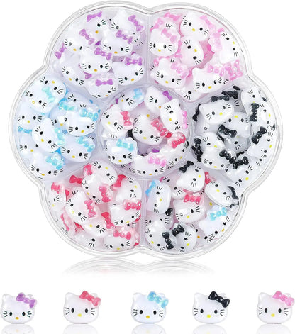 240Pcs/70Pcs MINISO Hello Kitty Kuromi Nail Art Decor Kawaii Cartoon Sanrioed Gems Charms For Manicure DIY Nail Rhinestone Gift