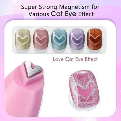 3in1 Love Heart Nail Magnet 3D Cat Eye Effect Double Line Moon Snake