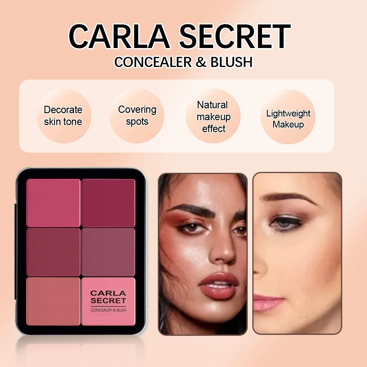 12-color concealer and blush palette Matte and highlight contour
