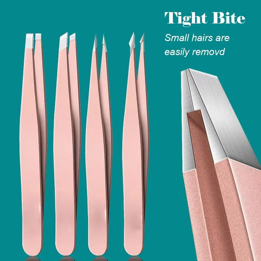 Precision Stainless Steel Tweezers For Eyebrow Hair Facial Hair